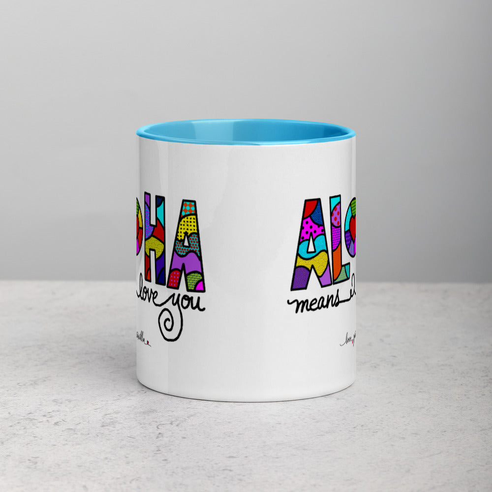 ALOHA means I love you - Mug with Color Inside
