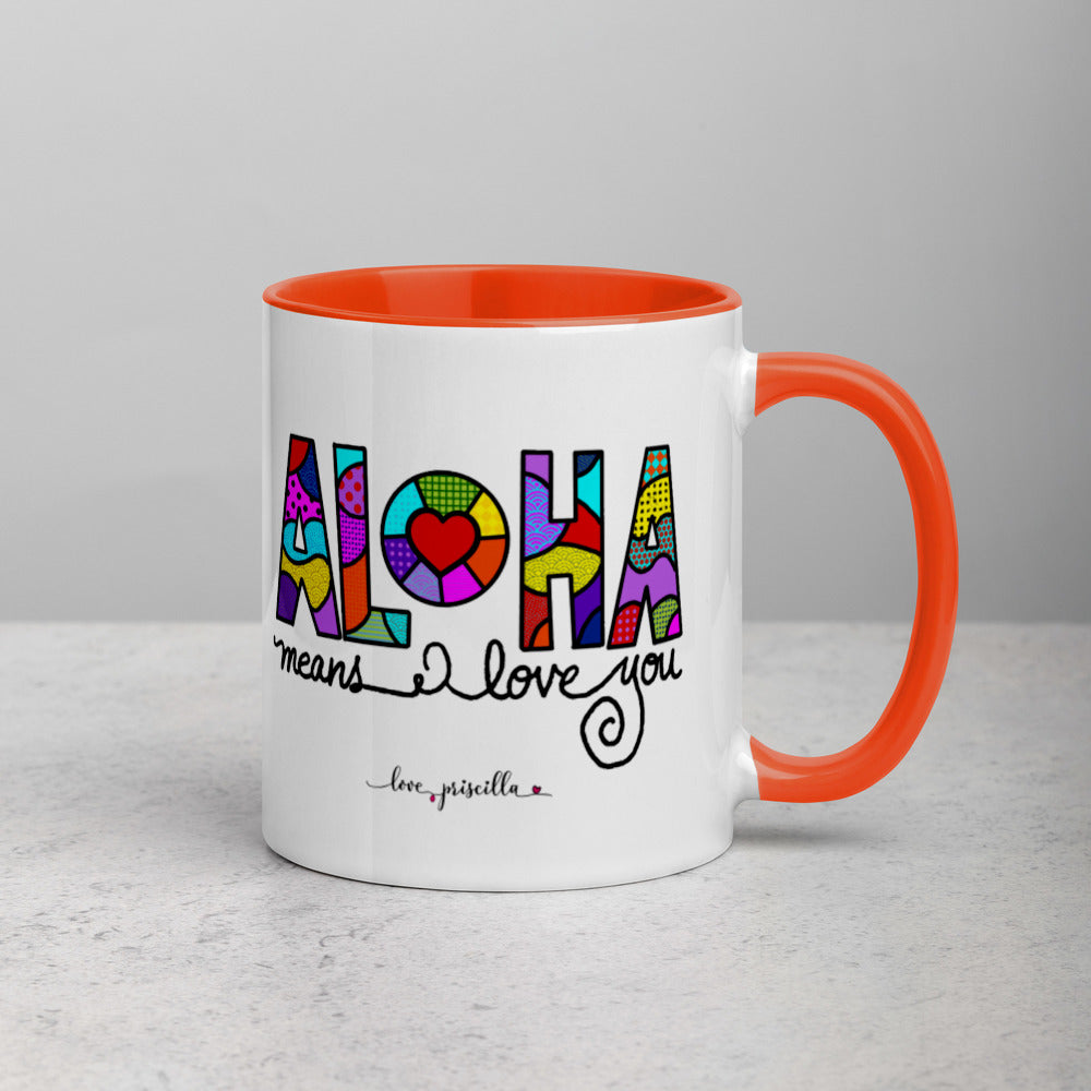 ALOHA means I love you - Mug with Color Inside