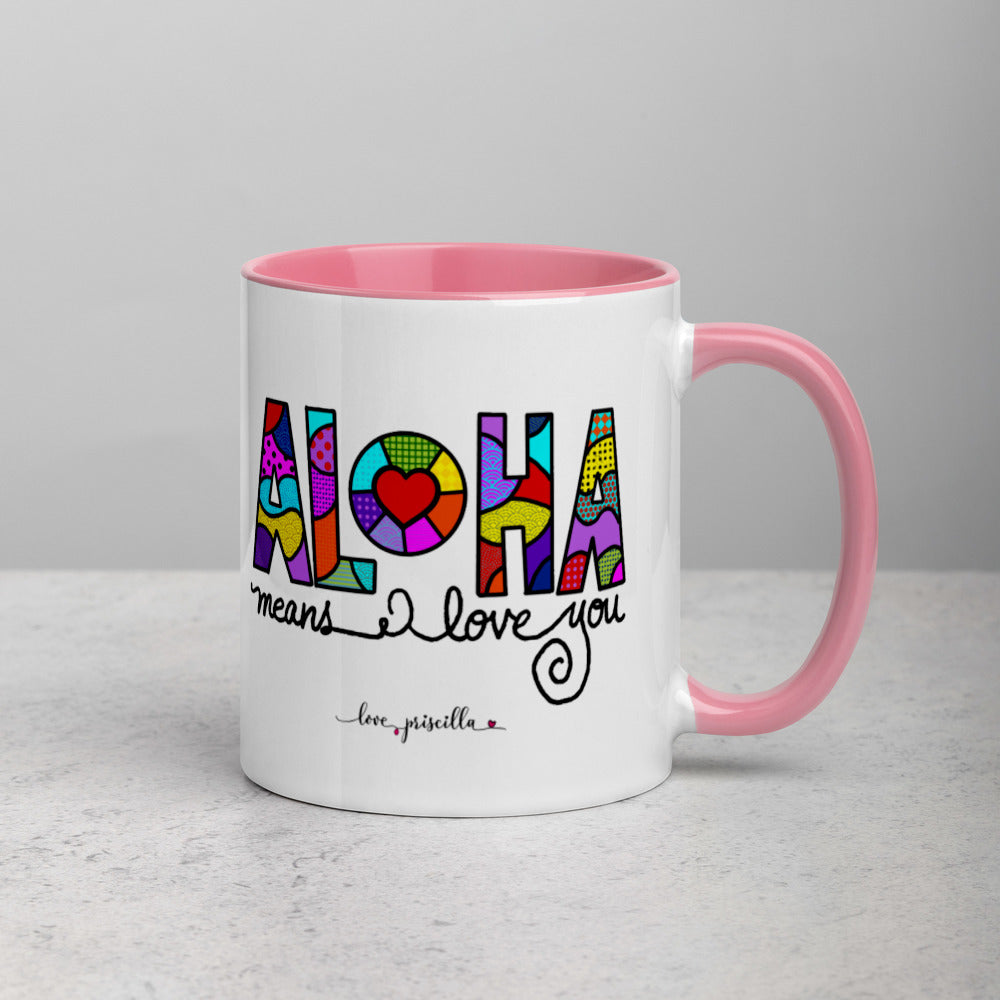 ALOHA means I love you - Mug with Color Inside