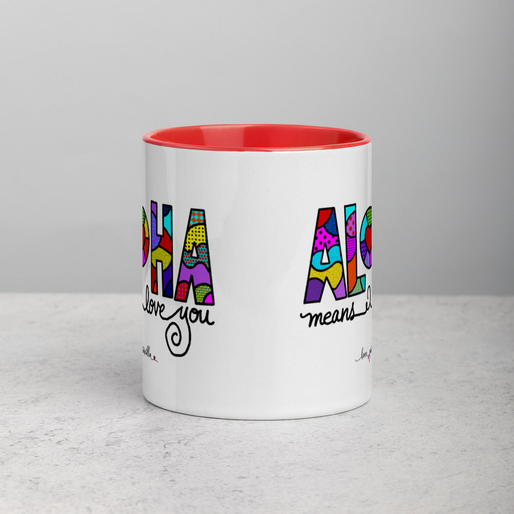 ALOHA means I love you - Mug with Color Inside