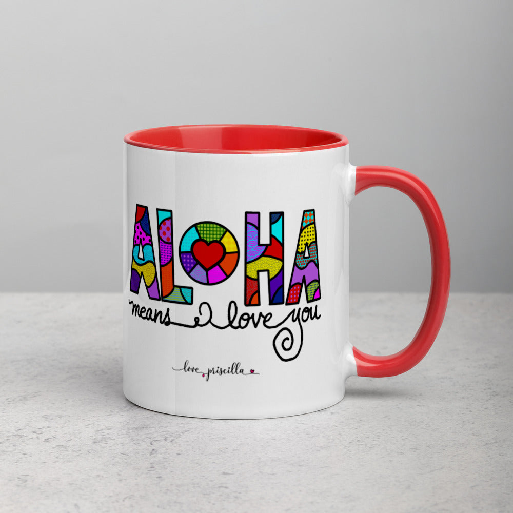 ALOHA means I love you - Mug with Color Inside