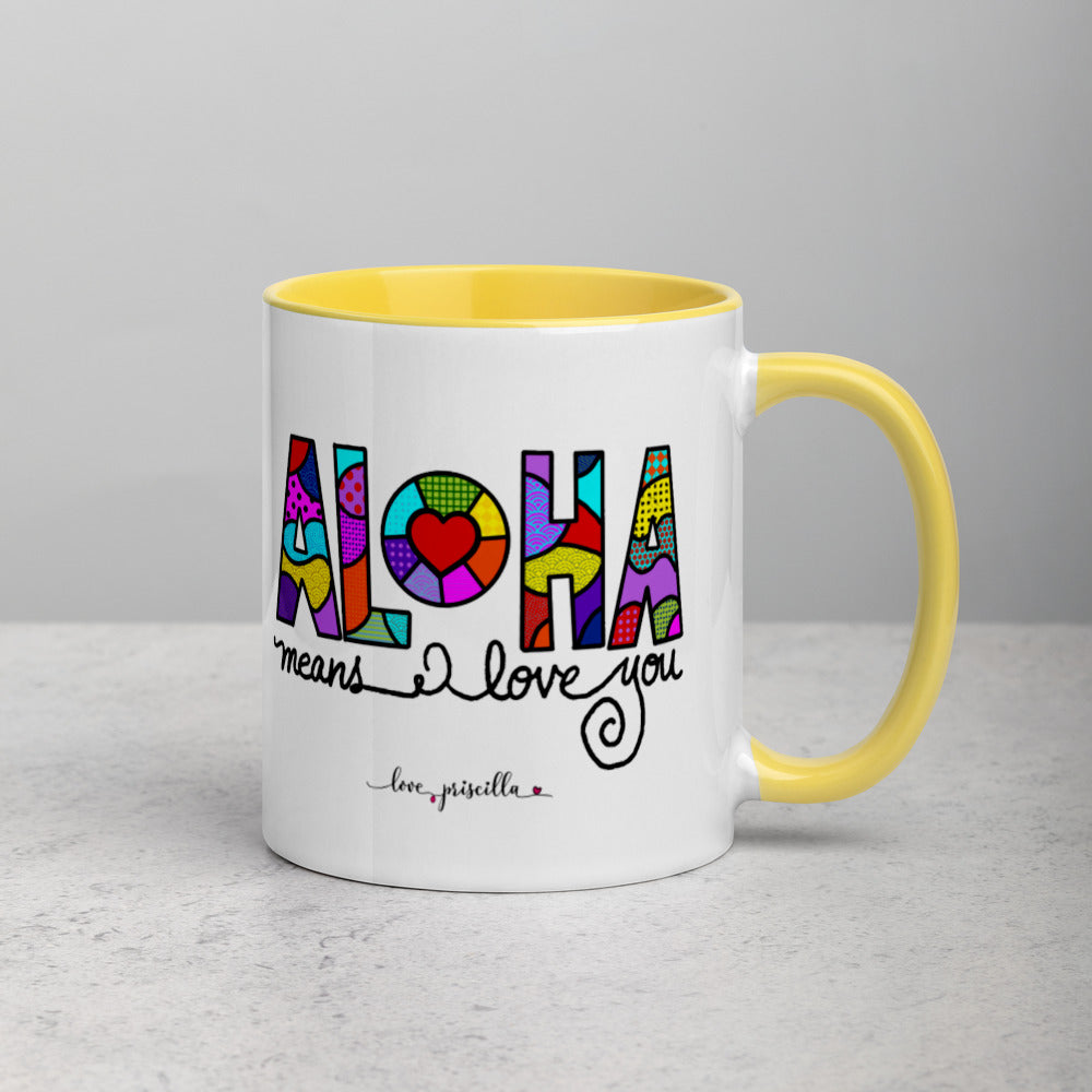 ALOHA means I love you - Mug with Color Inside