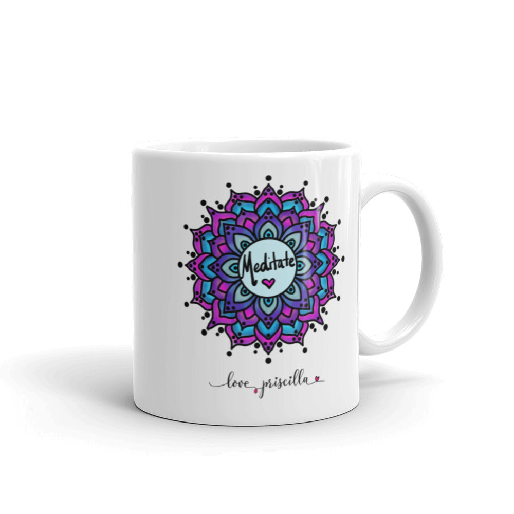 Meditate - White glossy mug