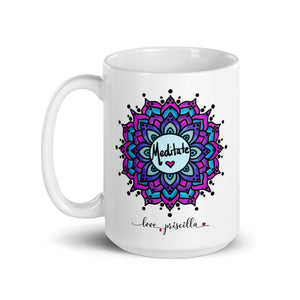 Meditate - White glossy mug